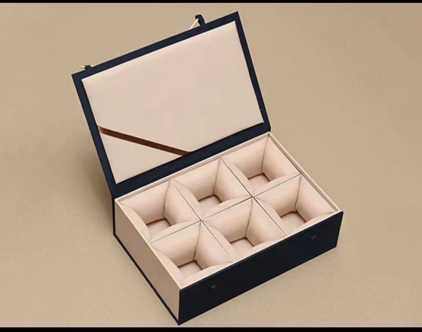 Six empty gift boxes