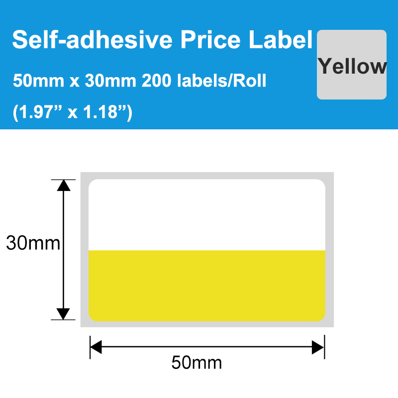 Autocollant 50x30mm Jaune