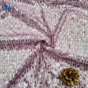 2色3MMシルバー & 9MM透明紫スパンコール生地ストレッチメッシュストライプ刺繍デザインイブニングドレス - Product Image 4