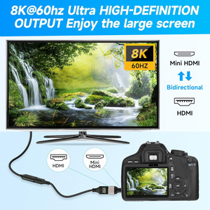 8K Mini <strong>HDMI</strong> to <strong>HDMI</strong> Adapter, <strong>HDMI</strong> Female to Mini <strong>HDMI</strong> Male <strong>HDMI</strong> 2.1 Bidirectional Connector for Camera, Monitor ,HDTV Etc
