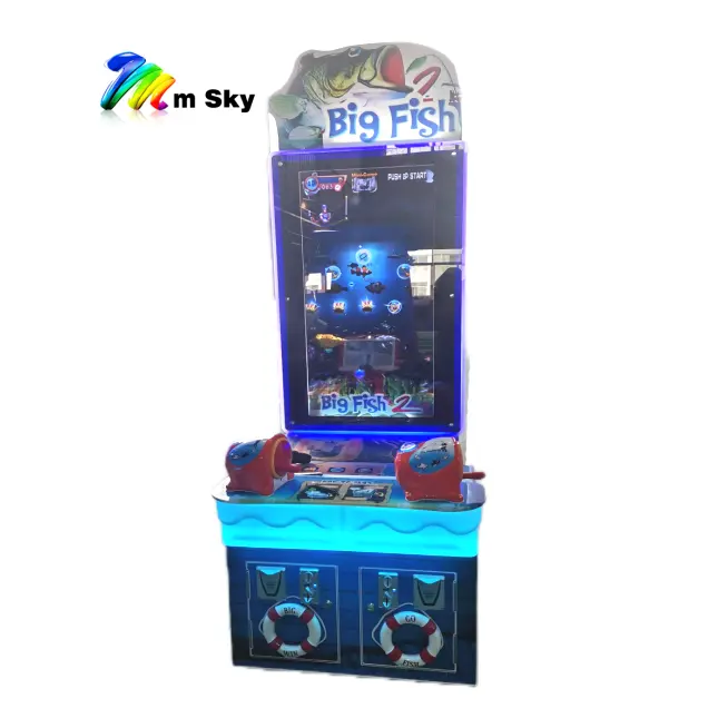 Máquina de jogo de arcade infantil de pesca de peixes de diversão operada por moeda para 2 jogadores CE com bilhete para crianças à venda