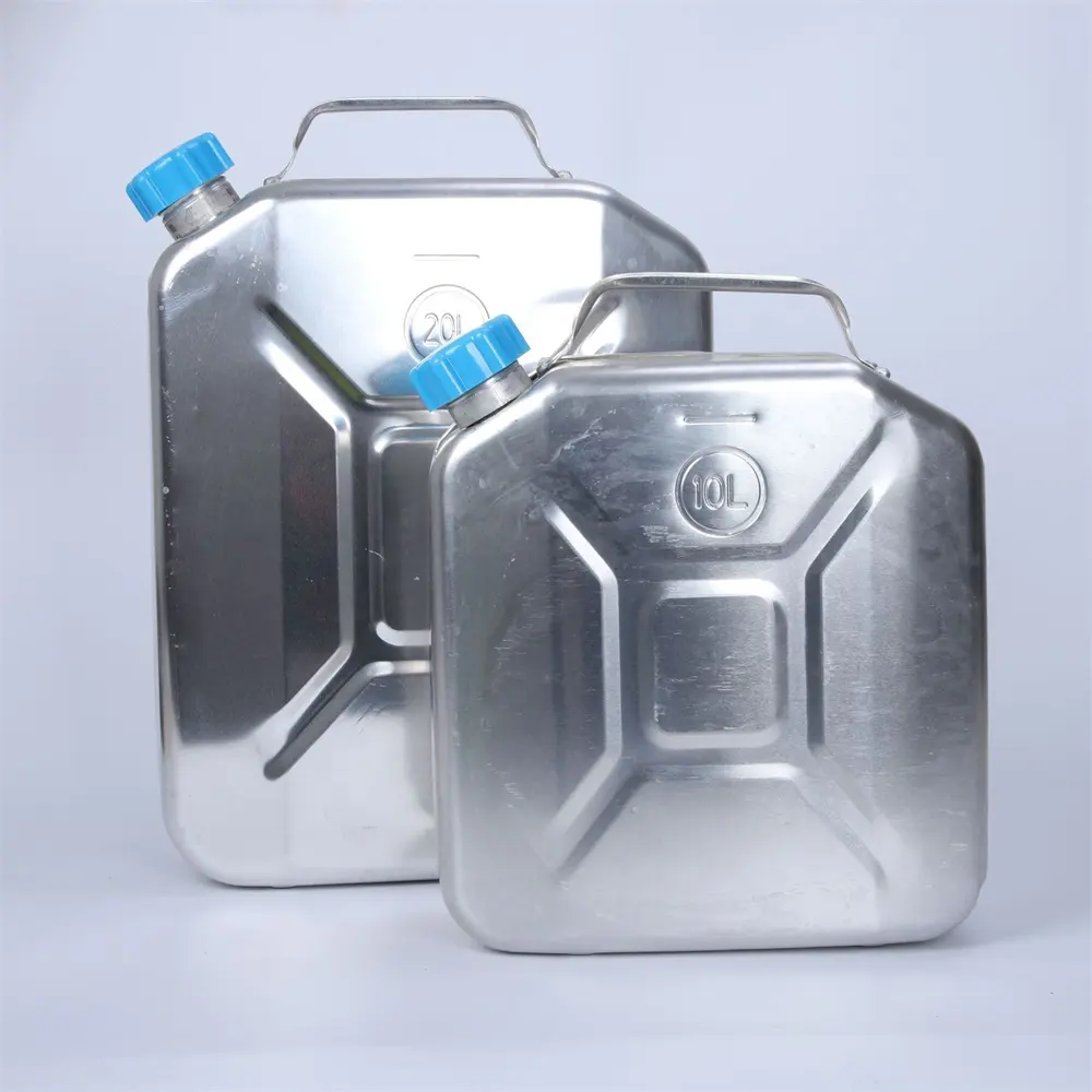 Tanque de combustible portátil Jerry Can, tambor de gasolina de aluminio grueso, 10 litros y 20 litros