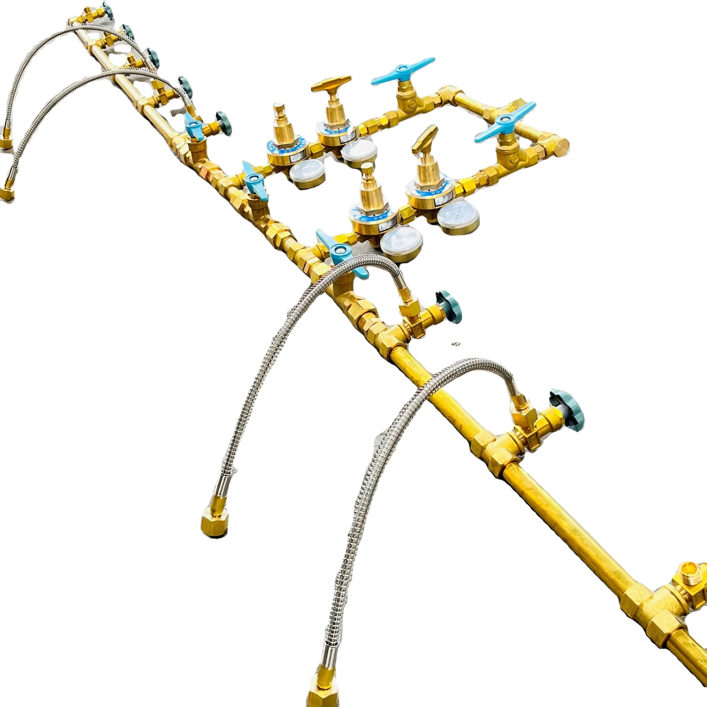 Messing rohr CO2 Acetylen Propan Sauerstoff verteiler mit Regler für Flaschen