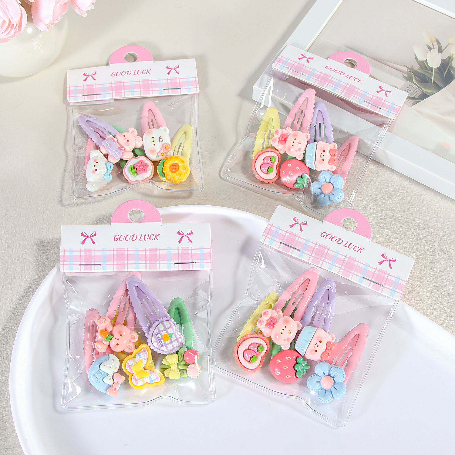 1PVC Bag Cartoon Animal Wave BB Clip (5 Pack)