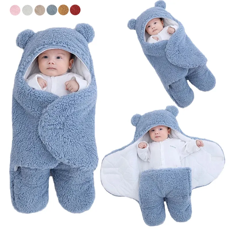 2023 vendita calda neonato swaddle wrap cotone organico carino neonato Sleeping Nursery Wrap baby bear sacco a pelo prodotti per bambini