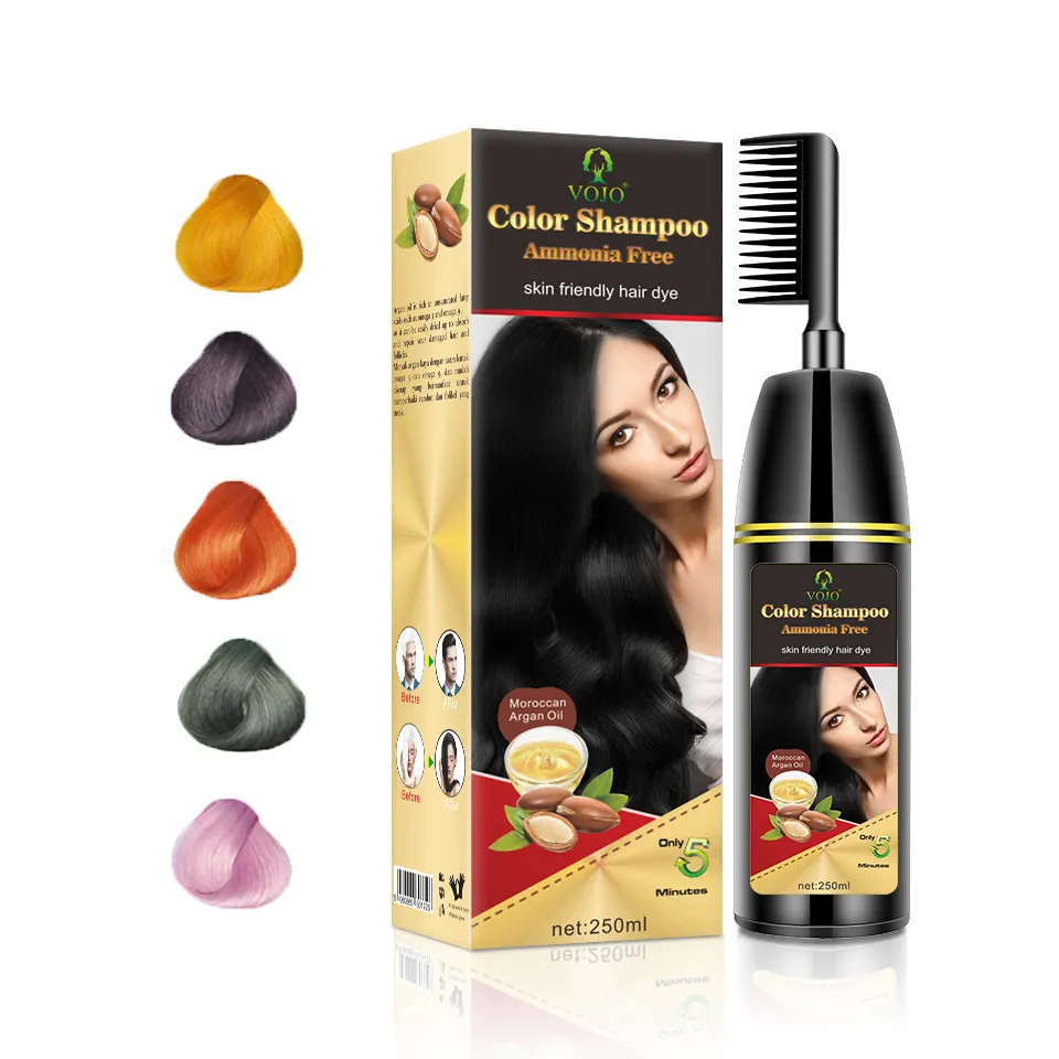 Pettine nero magico naturale di erbe 250ml di VOJO di colore permanente professionale all'ingrosso dei capelli della tintura libera dell'ammoniaca