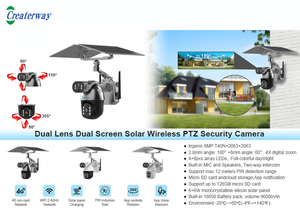 Lente dual a todo color CMOS Smart AI tecnología IP red Solar Wifi Cámara 30 metros visión nocturna tarjeta de memoria Opción de almacenamiento de datos - Product Image 4