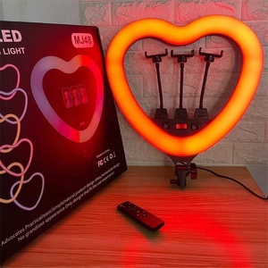 YouTube Vlogs, cep telefonu canlı akışı ve cep telefonu doldurma aydınlatması için kalp şeklinde RGB LED Selfie halka ışık. - Product Image 4