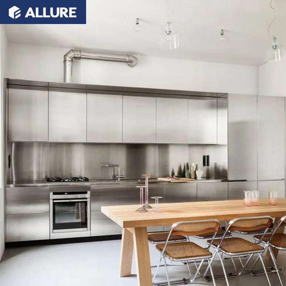 Allure set completi Cocina angolo cottura moderno esterno in acciaio inox moderna cucina muro armadio da cucina in alluminio