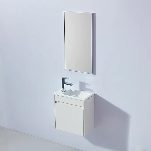 Lavabo de baño de diseño moderno, pequeño armario de baño montado en la pared, tocador pintado en blanco MDF