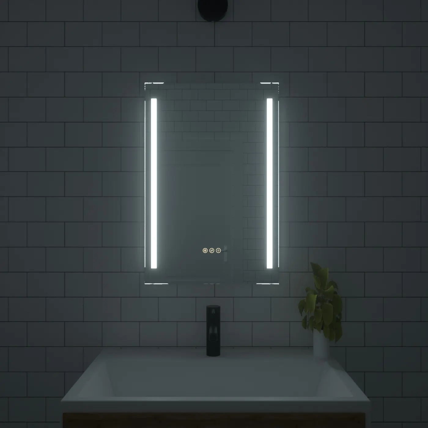 Espelho de banheiro LED com luz de cobre livre espelho de vidro espelhos de cor suave ajuste de temperatura
