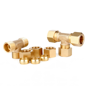 黄铜1/2 “1/2” 1/2 “压缩管配件压缩三通连接器配件燃油和制动管路连接 - Product Image 3