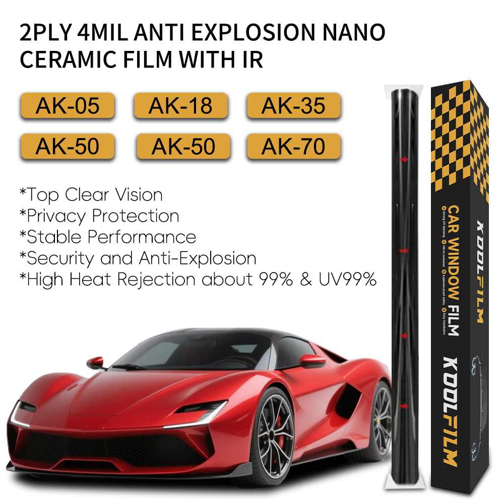 Film nano-céramique anti-explosion 2 plis 4 mil avec IR