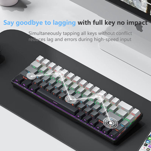 Teclado mecánico con cable con 68 teclas Función multimedia de moda Qwerty DE OFICINA DE JUEGOS pequeña y portátil