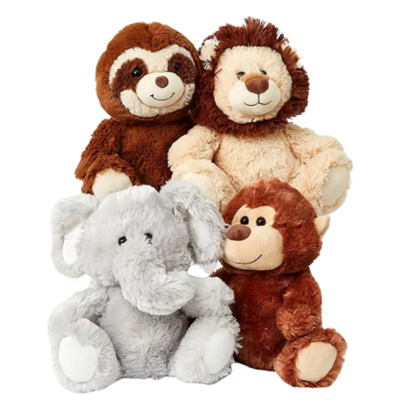 Brinquedo de pelúcia para bebês, atacado, promoção, macaco de bebê, leão, elefante, floresta pelúcia, animal