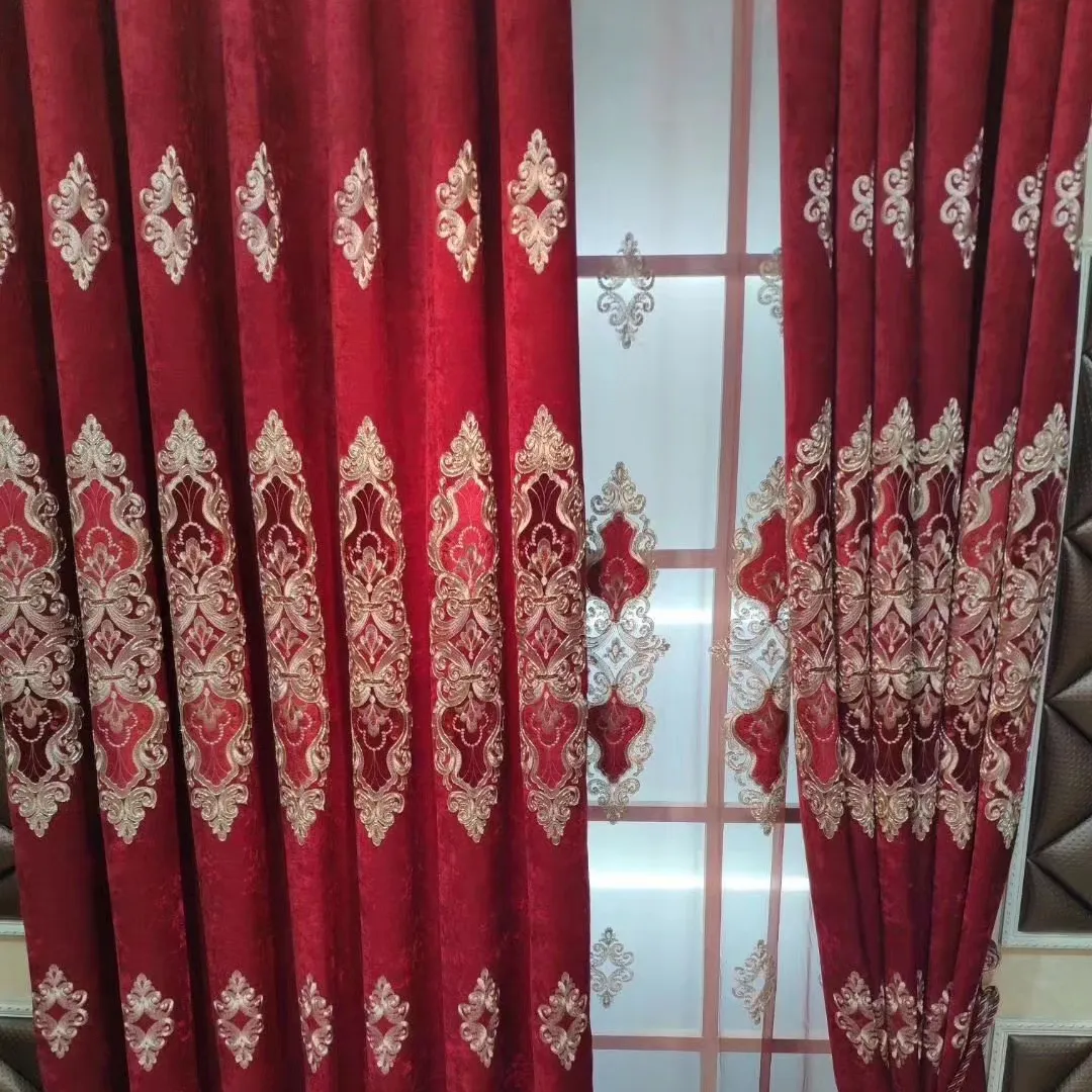リビングルームの寝室の窓のカーテンのための刺Embroideryバランス高級既製モダンカーテン