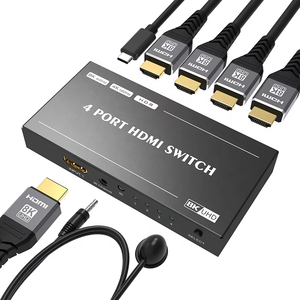 UHD HDR 8K 60Hz 4K 120Hz 3D 4 Port <strong>HDMI</strong> Switch 8K 2.1 <strong>HDMI</strong> 4x1 <strong>HDMI</strong> Switch Switcher 4 in 1 Out <strong>Adapter</strong> With Remote Control - Product Image 1