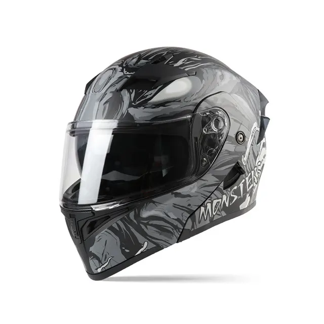 Casque à visière à double lentille à dégagement rapide casque intégral de moto pour toutes les saisons avec Bluetooth