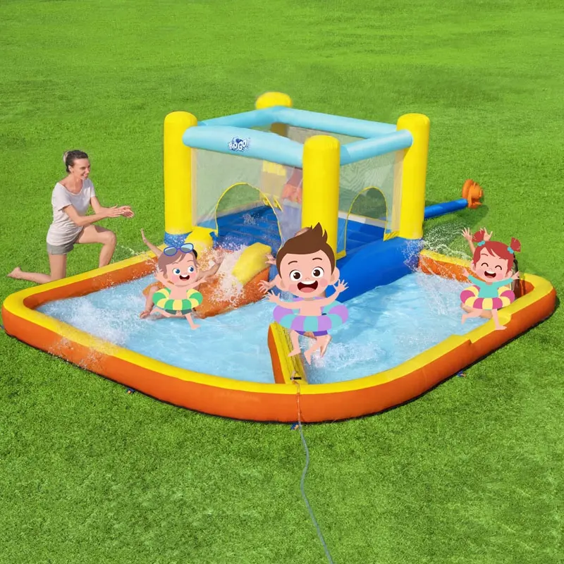 Bestway 53381 H2OGO Schneller aufblasbarer Strand Bounce House Splash and Slide Hinterhof Wasserpark Schloss Kinder Plans ch becken