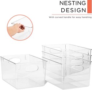 QM Stackable Clear Plastic Kitchen Organizer Container Set 6 Refrigerator Organizer <strong>Bins</strong> with Handles PET Material for <strong>Packing</strong> - Product Image 4
