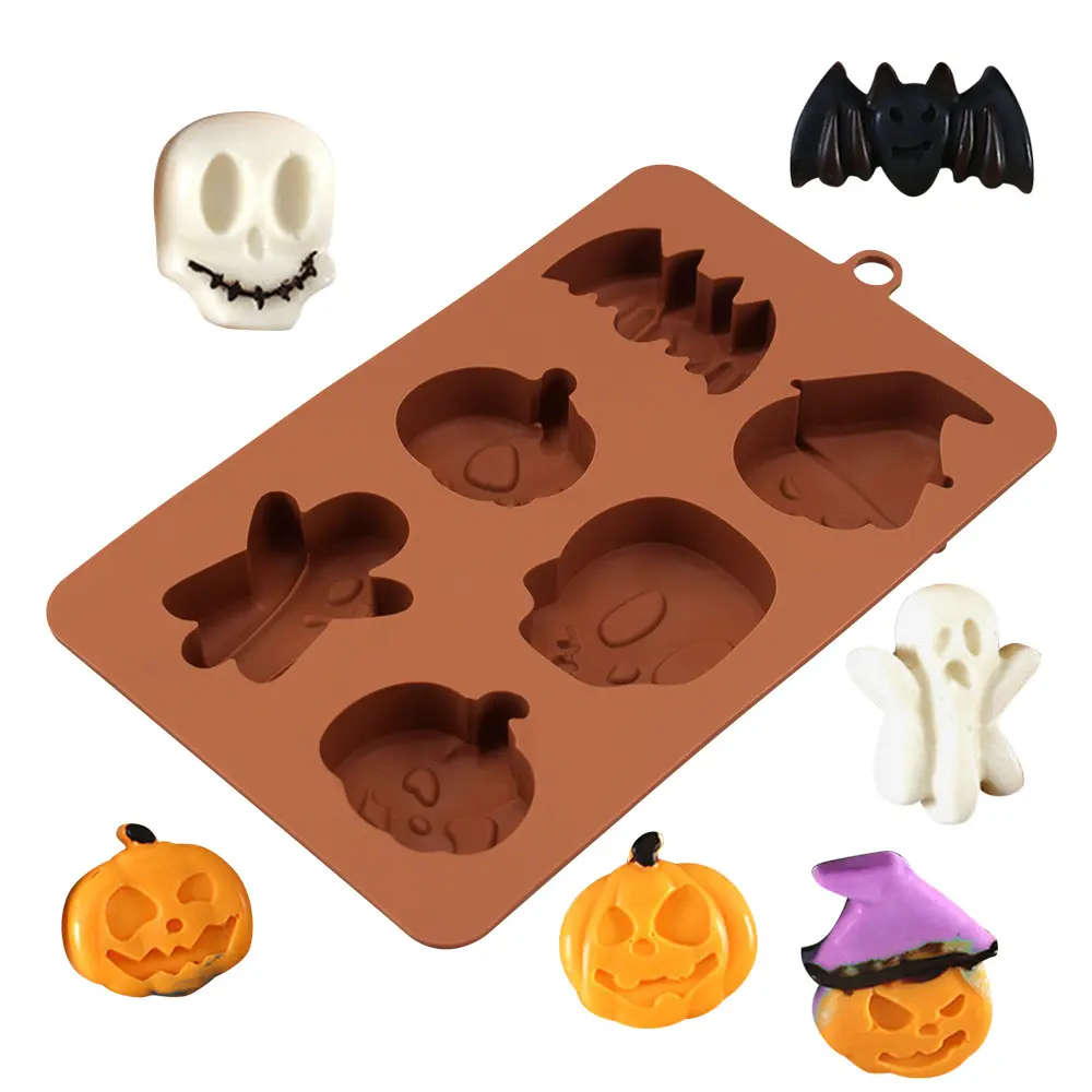 Chất lượng cao 6-lỗ DIY Halloween BAT ma sô cô la Khuôn Silicone khuôn bánh