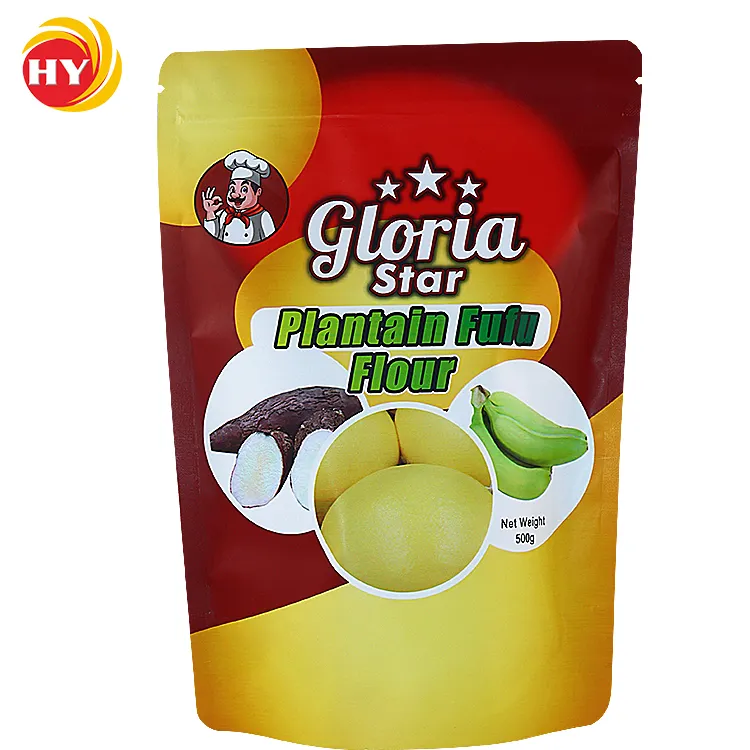 Bolsa de alta calidad Haiye FUFU FLOUR GHANA, bolsas con cremallera de pie, bolsas de mylar con cierre de cremallera a prueba de olores, FUFU po