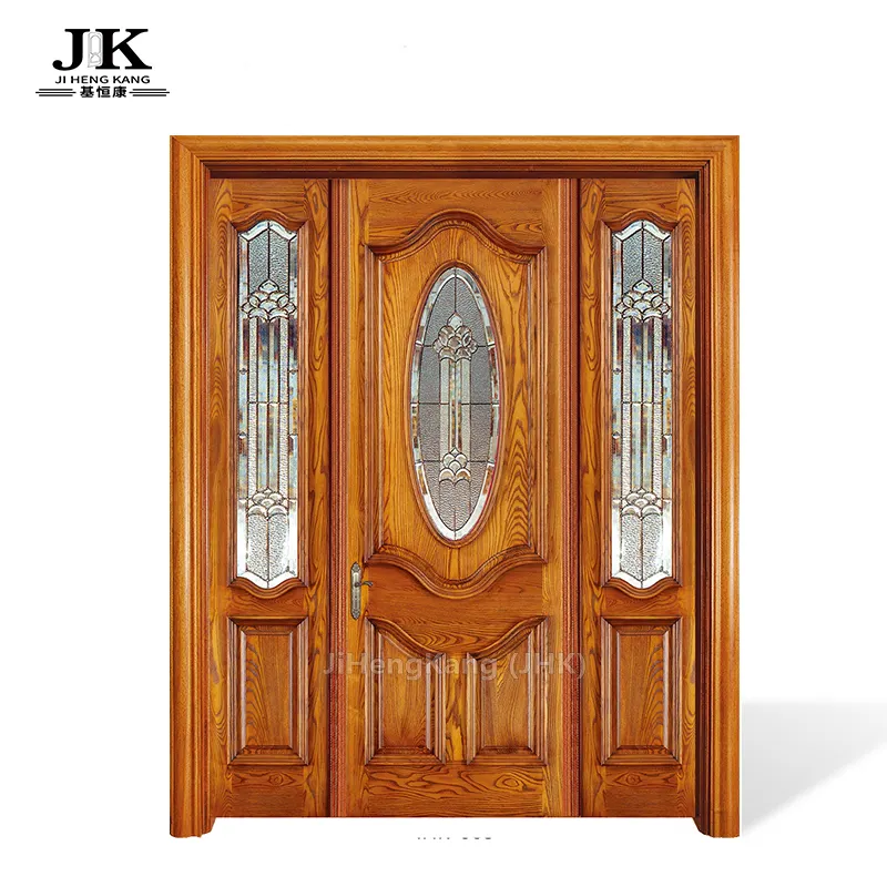 JHK-puertas interiores de madera de teca, diseño de puertas dobles