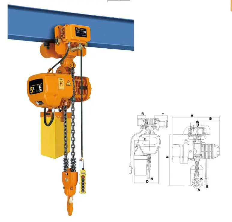 Grue à levier extérieure, petite chaîne électrique, équipement de levage de levage de 2 tonnes