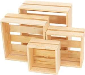 Set di 4 casse portaoggetti in legno contenitori organizer per nidificazione con manico - Product Image 4