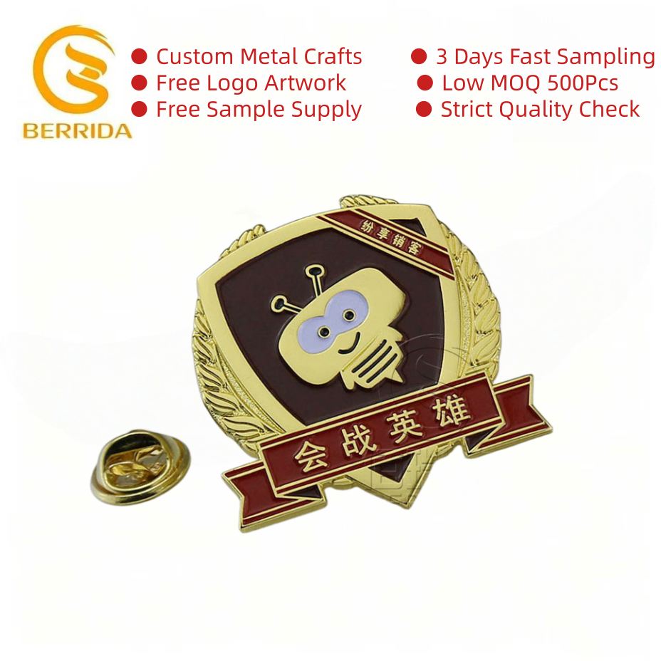 Shield Wreath Custom Metal Enamel Pin