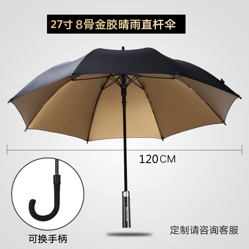27-inch 8-ribbed gold-plated umbrella