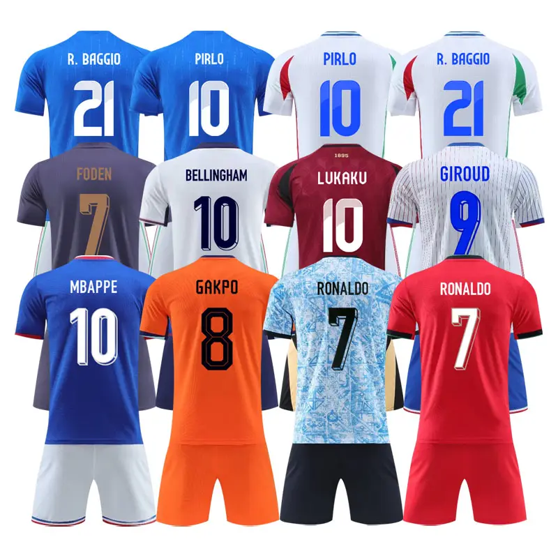 Kit de futebol de futebol de secagem rápida para Euro Inglaterra Alemanha Itália conjunto de uniforme de futebol com meias