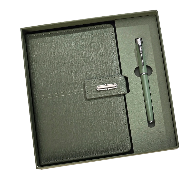 Caja de regalo verde, set de 3 piezas con bolsa tote.