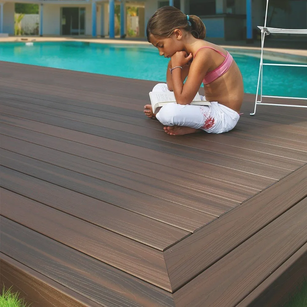 Custom WPC Decking tiles 3D Wood Grain Dragon Scale Non-slip WPC Floor Used In Gardens  Balconies  Swimming Pools  Rooftops