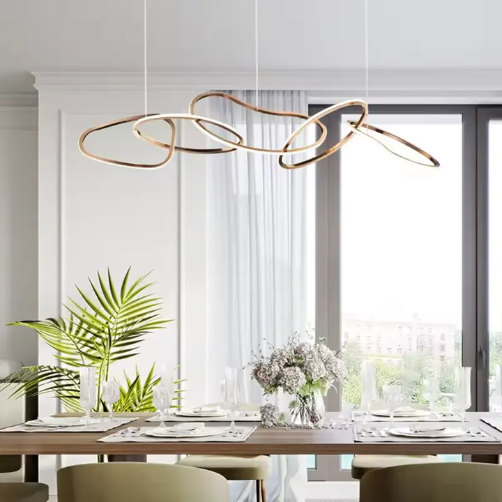 Moderne 5 Ringe LED Pendel leuchte Roségold für Wohnzimmer Innen dekor Beleuchtung Kreis LED Decken leuchter