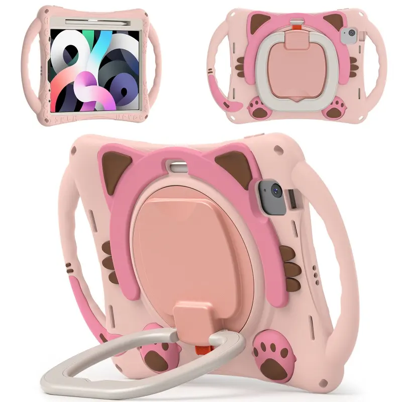 Étui rose mignon pour tablette enfants pour iPad air 5 4 antichoc coque arrière robuste