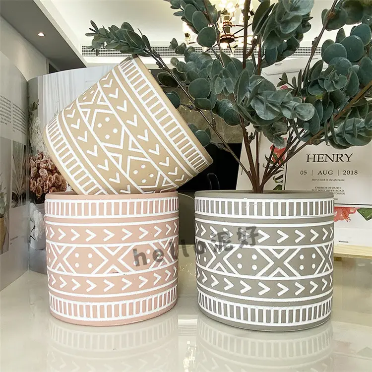 Grossisti a buon mercato nordic ceramica cemento succulente vaso di fiori decorazione del giardino interno vaso di fiori vasi per piante da interno in vendita