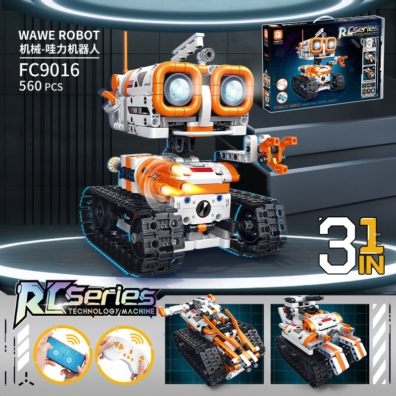 Robot Wowwee de triple transformación con control remoto - Set de 560 piezas.