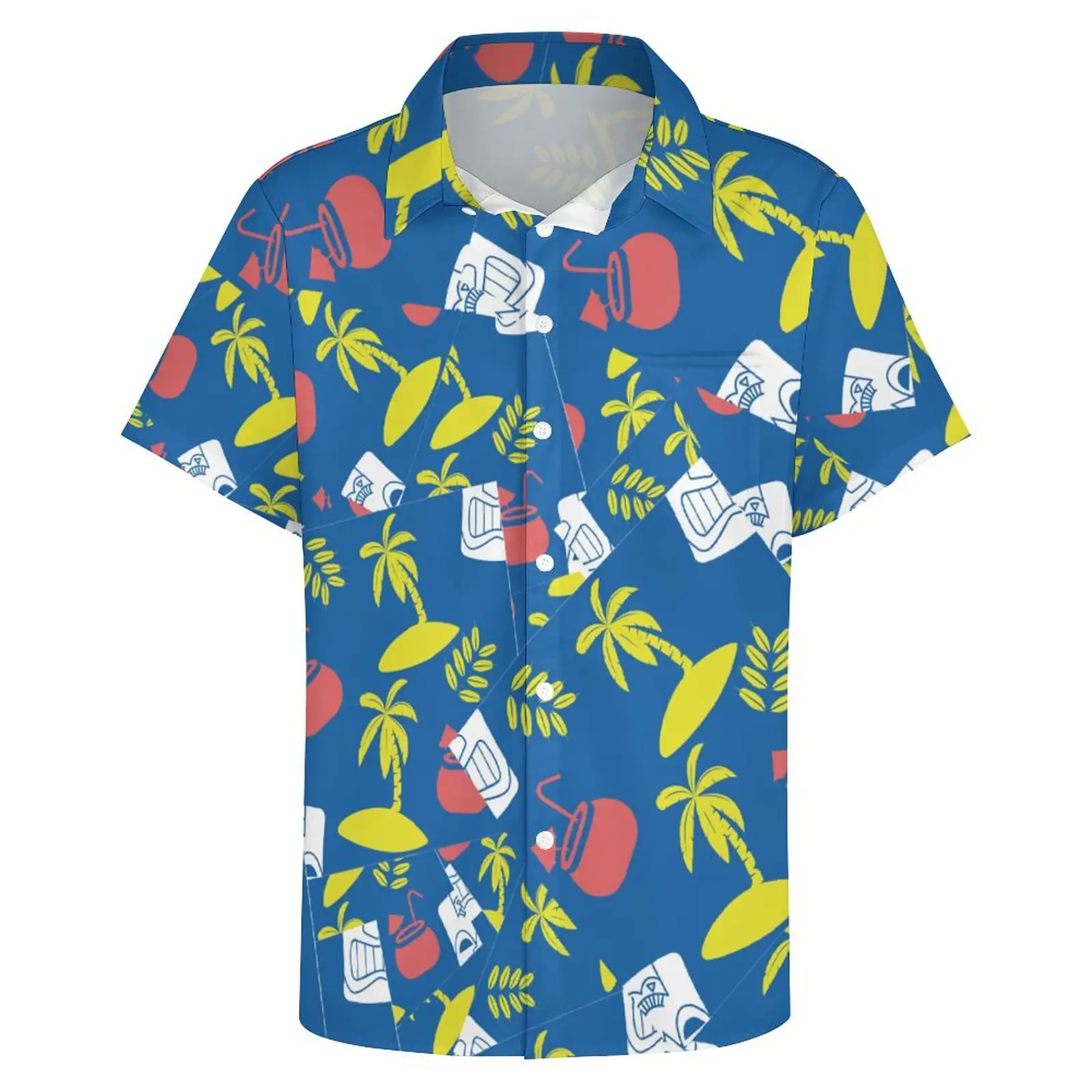 Summer Beach Hawaiian Men Shirts Tree Short Sleeve Men Print Shirt