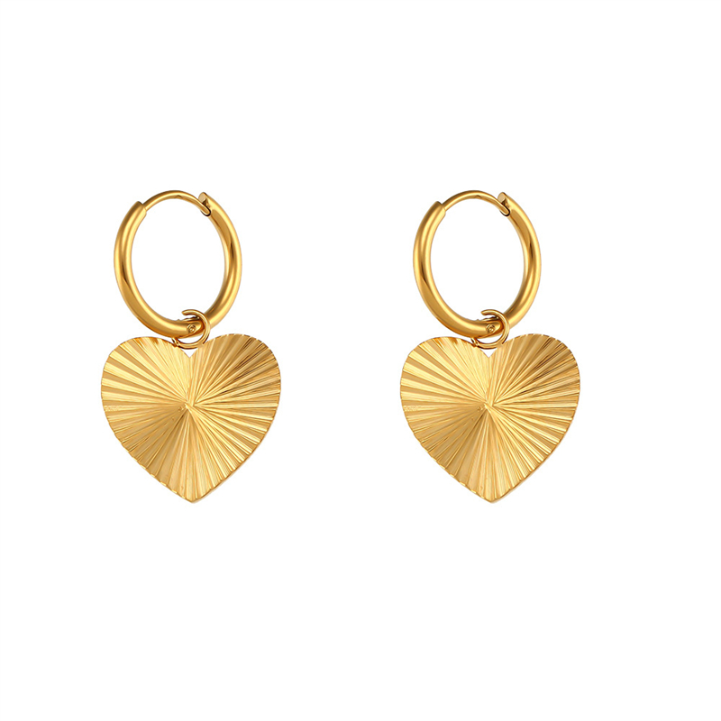 Engraved striped pendant earrings - Love