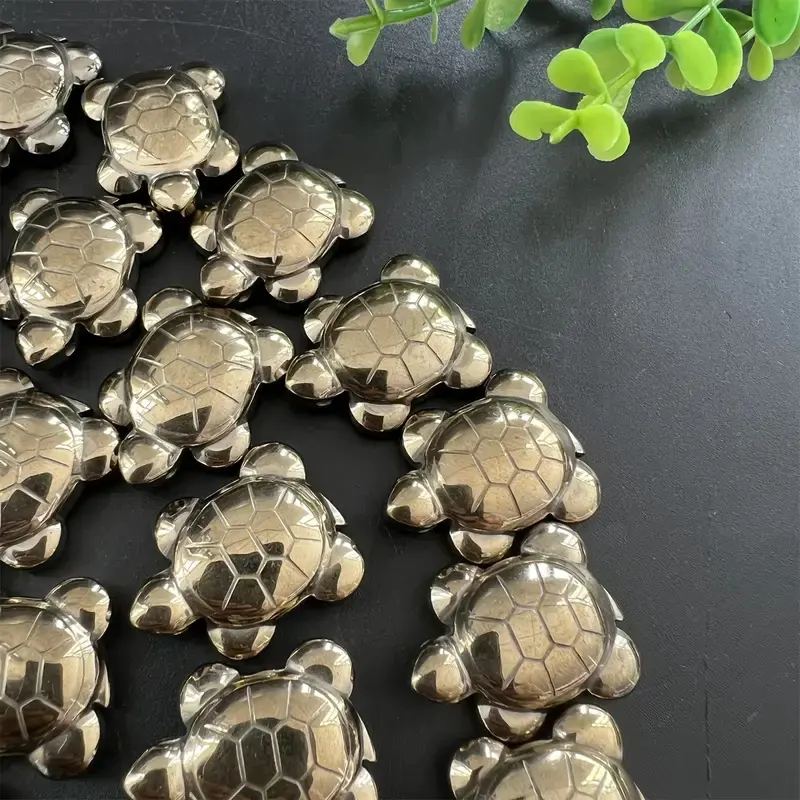 Vendita calda Mini pirite tartaruga ciondoli carino cristallo animale pietra curativa per la decorazione domestica