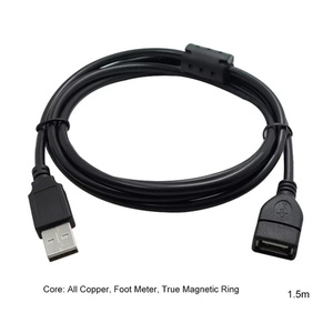 5ft USB 2.0 uzatma kablosu manyetik adaptörü ile erkek kadın örgü koruyucu bilgisayar yazıcı kamera USB cihazlar için - Product Image 6