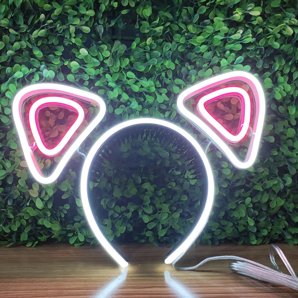 Vente en gros de bandeau à oreilles de lapin pour enfants 5V Led Neon Sign Light for Wedding Party Home Decoration