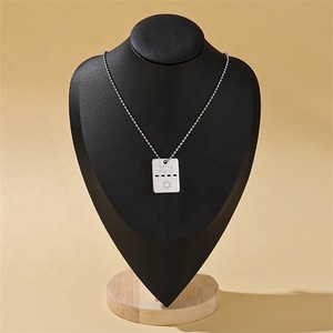 Yiwu Aceon Stainless Steel Ball <strong>Chain</strong> Rounded Corner Center Cut Hollow Line Hebrew Text Stamped <strong>Bring</strong> Them Home Now Necklace - Product Image 2