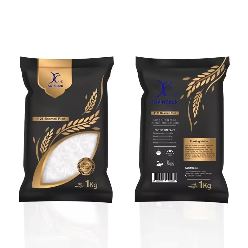 Sacos de arroz com logotipo personalizado por atacado, sacos plásticos biodegradáveis de 5 kg, 1Kg, 2Kg, 5Kg, 10Kg, saco plástico para embalagem de arroz a vácuo com alça