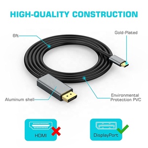 Cable Converter 1.8M 6FT USB3.1 USB 3.1 Type C Type-C Male to DP Displayport Display Port Male HD 4K 60Hz 4K60Hz Cable Adapter