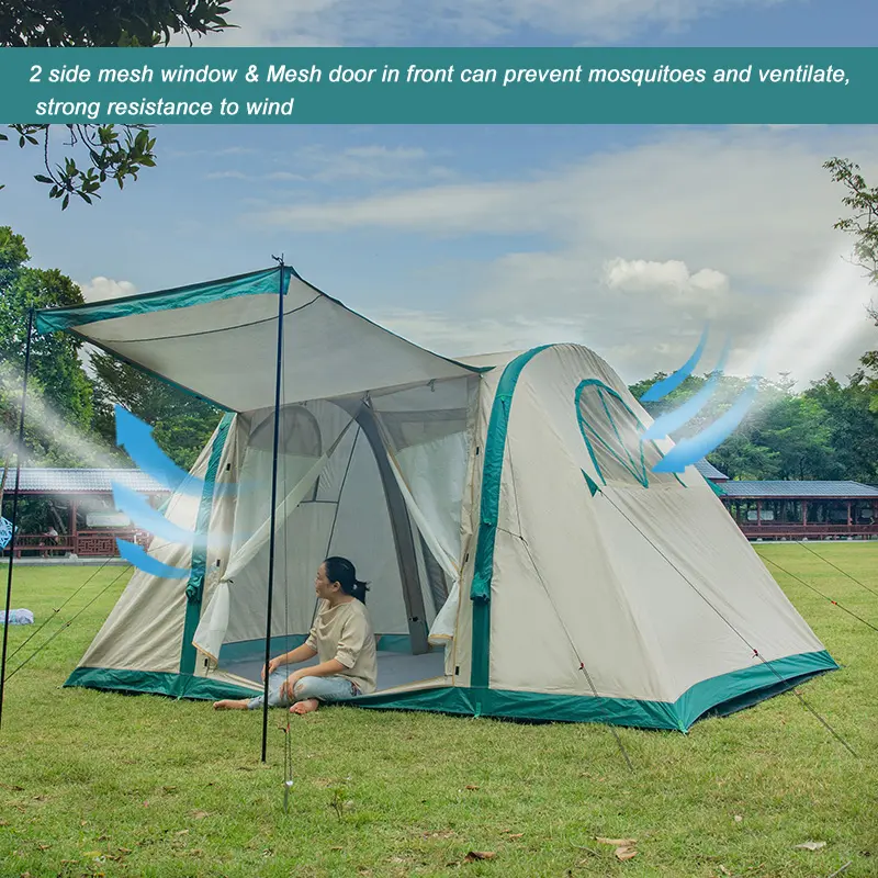 Portable Double Automatic Folding Oxford Tent for Outdoor Travel Inflatable Camping Tent for Family of 6 Summer Hiking Usage