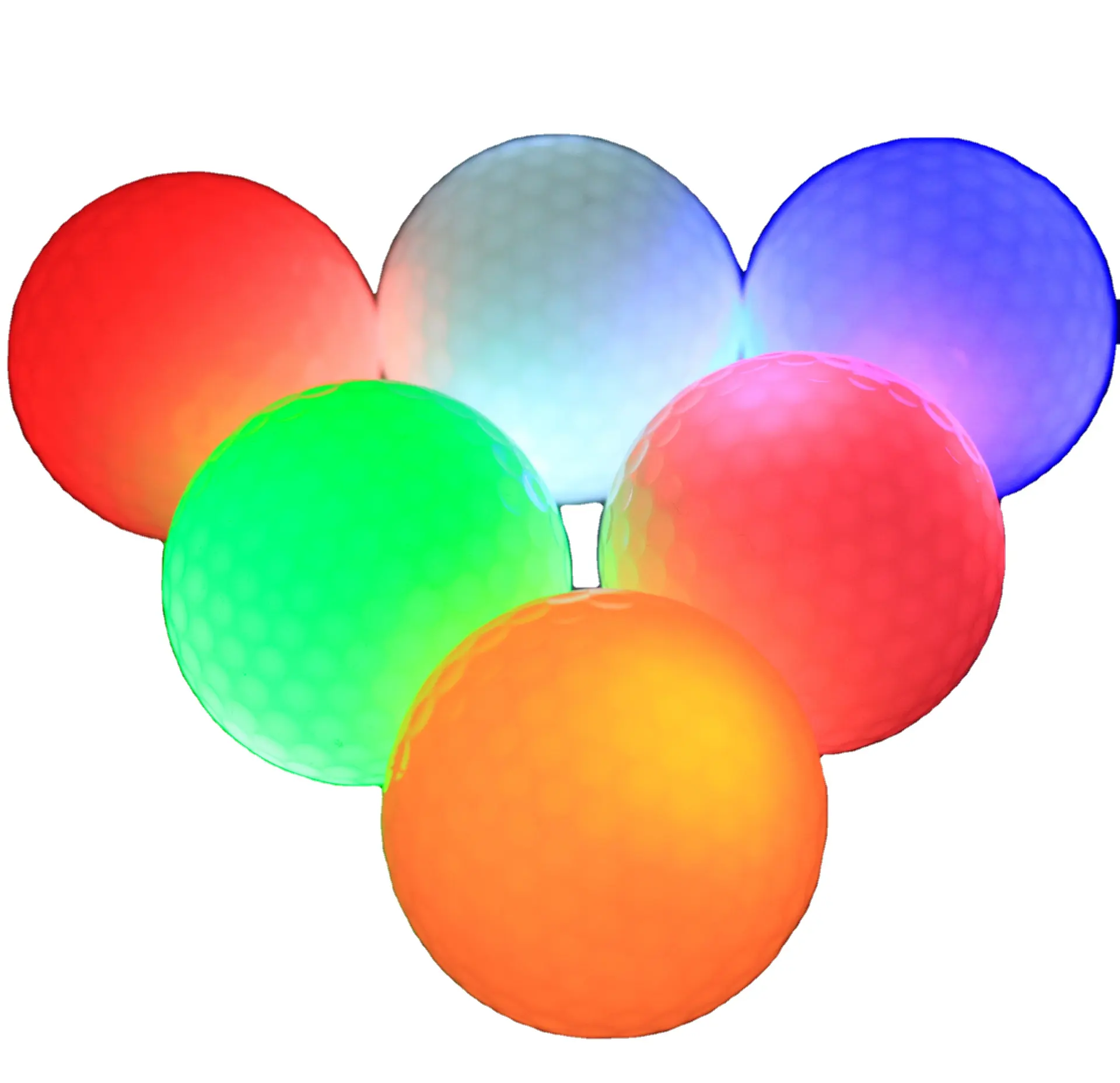 6 색 조합 LED 빛나는 골프 공 공장 가격 지원 사용자 정의 색상