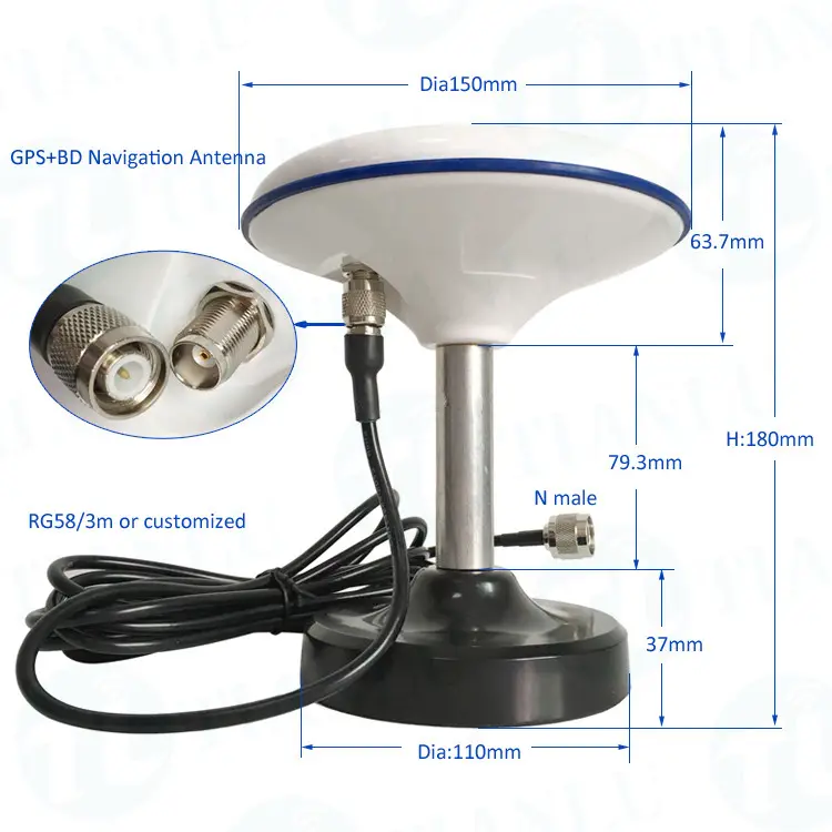 Yüksek kalite GPS/GNSS deniz konumlandırma anten sistemi GPS çanak anten ile mıknatıs taban plakası
