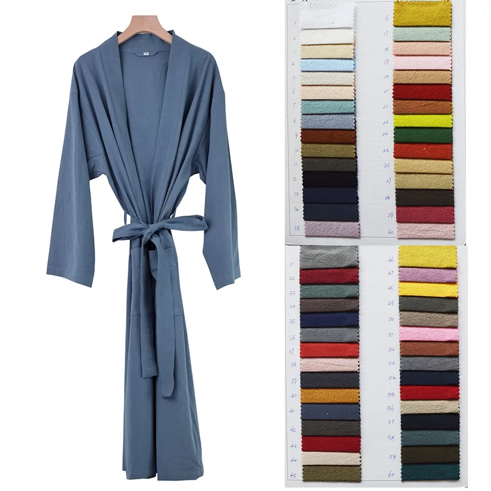 Abito di lusso personalizzato da donna in cotone 100% accappatoio morbido comodo Kimono lungo